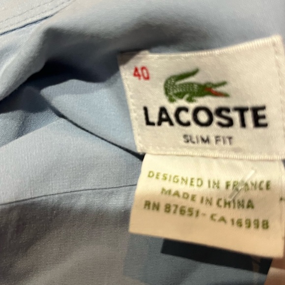 Lacoste Blue Dress Shirt slim Tailored Fit size 40 men’s medium - Picture 4 of 4